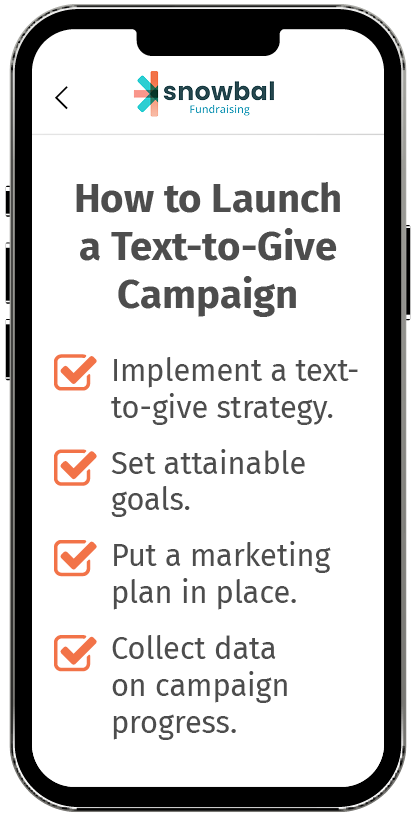 This image shows the steps to follow to launch a text-to-give fundraiser
